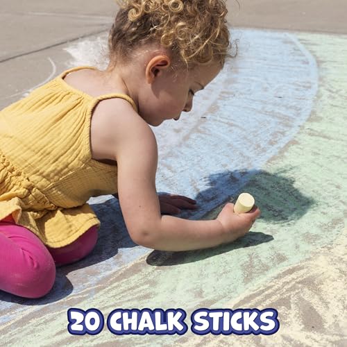READY 2 LEARN Jumbo Sidewalk Chalk, Set of 20, 9 Colors | Washable and Non-Toxic, Bulk Sidewalk Chalk for Kids