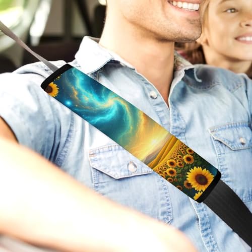 2PCS Soft Padded Car Seat Straps Shoulder Pads for Adult Use, Most Cars, Sunflower Starry Sky Shoulder Protector, Shock Absorption - color: Pattern 477