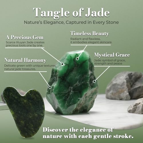 Gua Sha Facial Tools - Natural Jade Stone Guasha Tool for Face & Body,Massage Stick for Jawline Sculpting, Puffiness Reducing, Skin Care Gift, Anti-Aging Beauty Tool (Green Stone) - color: Green G