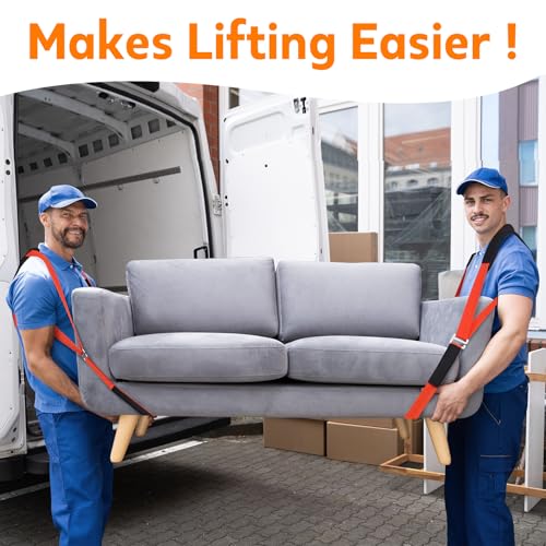 Moving Straps for Lifting Heavy Furniture: 2-Person Lifting & Moving System | High-density nylon, padded shoulders and adjustable buckles support up to 800 lb for appliances, mattresses and bulky items