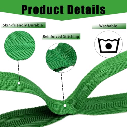 Stretching Strap Yoga Strap with Loops, Stretch Straps for Physical Therapy, Non-Elastic Exercise Strap for Pilates, Dance and Gymnastics with Workout Guide - color: Dark Green