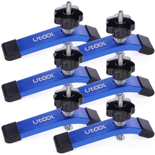 6 Pack T-Track Hold Down Clamps Kit, 6-1/3" L x 1-1/5" Width, Blue | Heavy Duty Anodized Clamps for Woodworking - size: ‎6 PCS Clamps