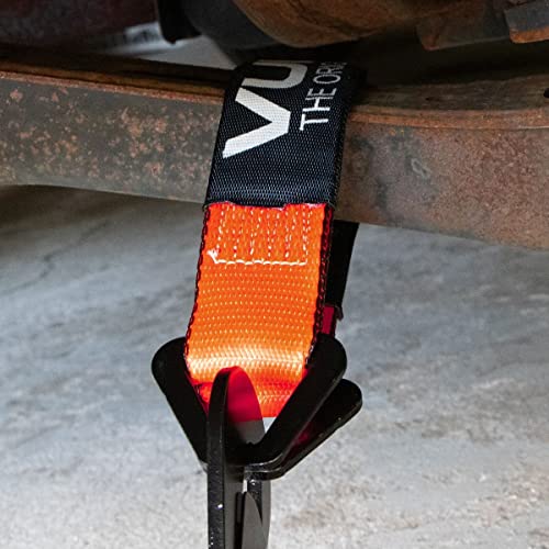 VULCAN Car Tie Down Axle Strap with Wear Pad - 2 Inch x 22 Inch - 4 Pack - PROSeries - 3,300 Pound Safe Working Load - size: 2" x 22" ProSeries Orange (4 Pack)