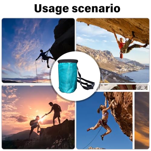 Rock Climbing Chalk Bag Talcum Powder Weightlifting Pouches Adjustable Drawstring Nonslip Storage Pouches Adjustable Drawstring Bag - color: Blue