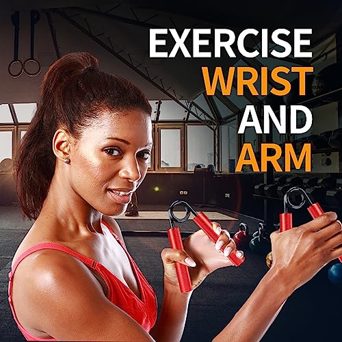 Grip Strength Trainer Set, 6 Pack, 50-350LB, Wrist Forearm Strengthener, Metal No Slip, Hand Grip Gripper Strengthener for Strength Training and Exercise, Hand Workout Squeezer Grip Strength - color: Red,200lb