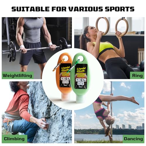 2oz(60ml) Liquid Chalk, Mess Free Gym Chalk for Weightlifting, Gymnastics, Rock Climbing, Dancing, and Lifting. Sweat Resistant and Long Lasting for Stronger Hand Grip