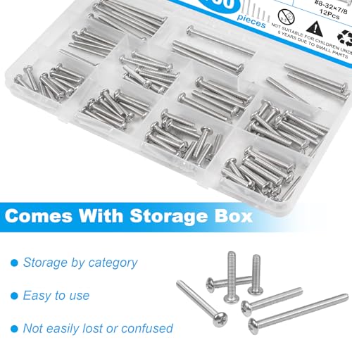 100 PCS Machine Screws, #6-32#8-32 Phillips Pan Head Electricians Screw 304 Stainless Steel Screws for Electrical Wall Plate Switch, Receptacles Mounting Screws - style: Pan Head