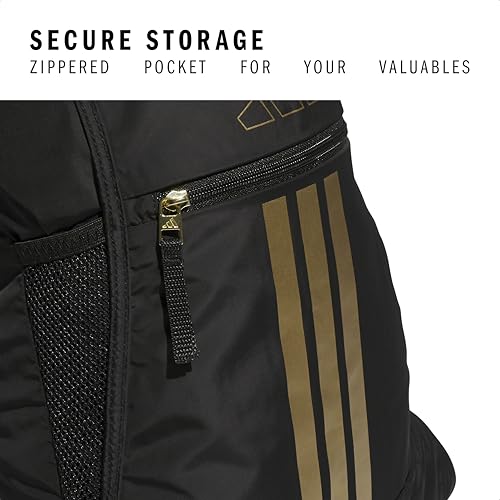 adidas Alliance Sackpack – Drawstring Backpack for Sports, Small Gym Bag, Black/Gold Metallic/3, OSFA - color: Black/Gold Metallic/3