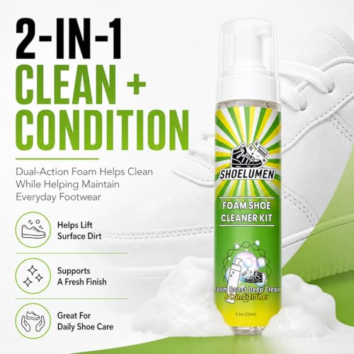 Shoe Cleaner Sneakers,8.5oz Shoe Cleaning Kit with 2 Brush,Shoe Cleaning Removes Dirt and Stain for White Shoes, - style: With Microfiber Towel