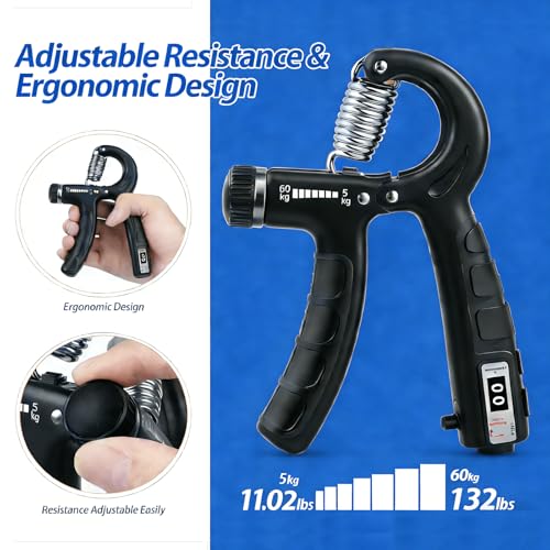 Hand Grip Strengthener, Finger Exerciser, Forearm Strengthener Kit - 7 Pack, Targeted Hand & Forearm Strength, Relief & Recovery Kit