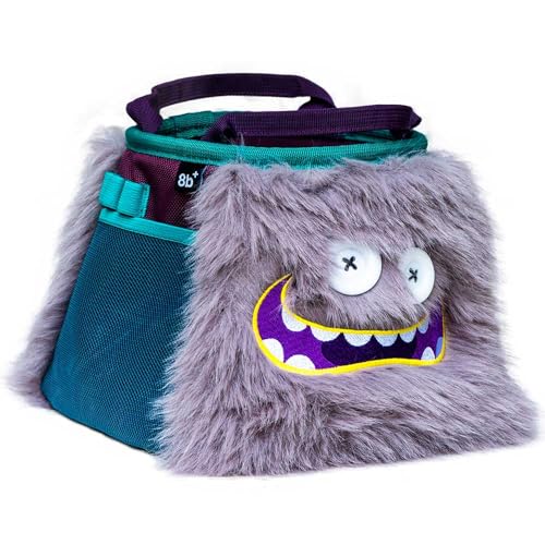 8BPLUS Angus Boulderbag, Premium Artificial Fur, Ripstop, Soft Fleece Interior, 8.7in Opening, Center-Closing Drawstring, Multiple Brush Holders, Zipper Pockets, Climbing Gear