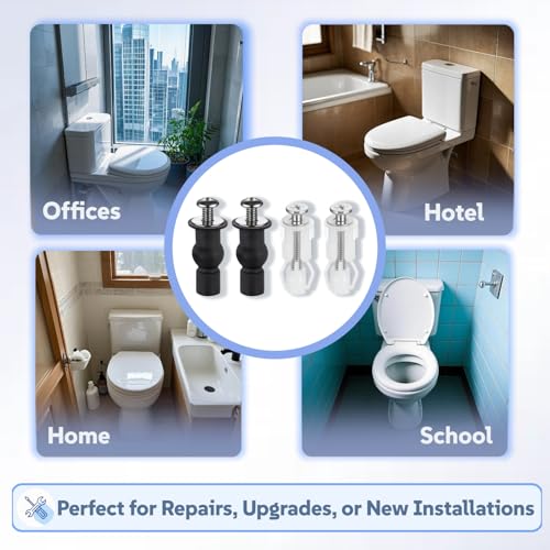 2 Set Toilet Seat Screws, Stainless Steel Toilet Seat Bolts with Expanding Rubber & Plastic Nuts - Universal Toilet Hardware Replacement Kit for Most Top-Mount Toilet Seats' Top-Mount Hinges - style: Universal style fits 14-19mm holes