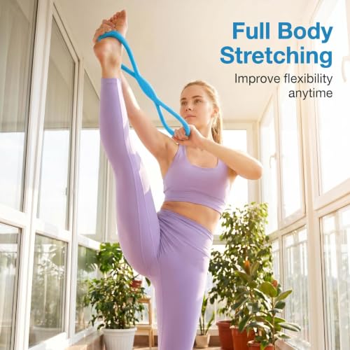 Figure 8 Resistance Band, Figure 8 Resistance Bands for Women Men,Resistance Band Figure for Working Out, Non-Slip Handles, Home Gym, Yoga & Physical Therapy - color: 25 LBS BLUE