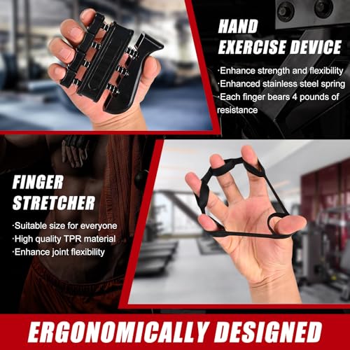 Hand Grip Strengthener,Grip Strength Trainer,22-132 Lbs Adjustable Resistance Forearm Exerciser Workout for Rehabilitation Athletes Climbers Musicians - color: black 5 pack