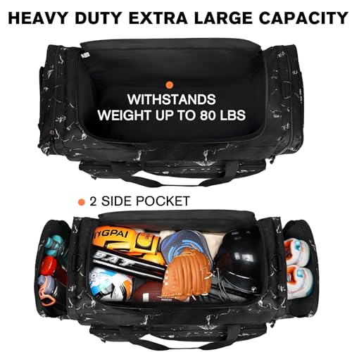 Goloni 130L Heavy Duty Large Duffle Equipment Bag,Catchers Gear Bag with Shoe Compartment,Baseball Duffle Bag - color: Marble
