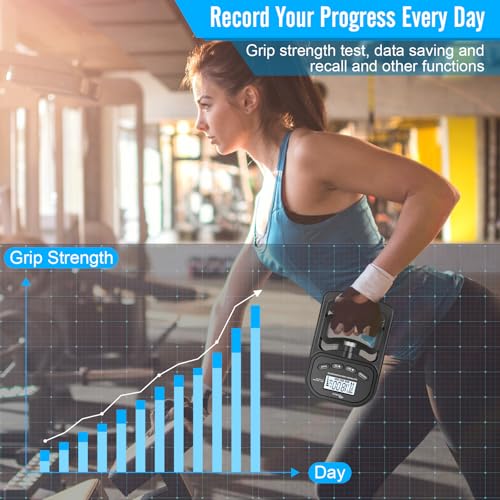 Ryaco Grip Strength Tester, 396lbs/180kg Rechargeable Exerciser Meter Digital Hand Dynamometer Grip Strength Trainer Electronic Hand Grip Strengthener with LCD Display for Sport Home School Use