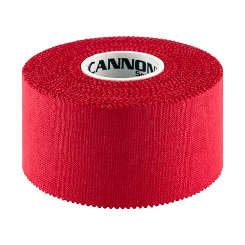 Cannon Sports Premium Athletic Tape - 1.5” x 45 Feet Per Roll - Easy Tear, No Sticky Residue, Very Strong, Hypoallergenic and Latex Free - Ideal for Sprains, Strains, First Aid - Pack of 3 (Red) - color: Red