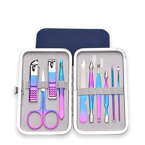 Manicure Set, 10 in 1 Professional Stainless Steel Nail Clipper with Luxurious Case,Pedicure Kit,Grooming Kit for Men,Portable Toenail Clippers for Women and Men - size: Pink