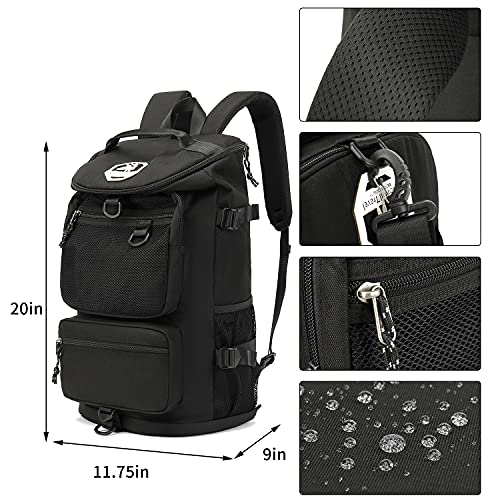 Kalesi Gym Duffle Bag Backpack 4-Way Waterproof with Shoes Compartment for travel Sport Hiking laptop (Black) - color: Black