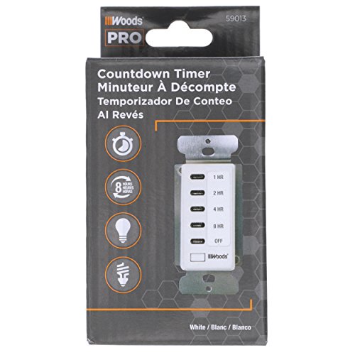 Southwire Woods In-Wall 8-Hour Digital Countdown Timer - Automatic Shut-Off Timer - Energy-Efficient Wall-Mounted Timer - Durable Digital Timer - Easy-Installation Indoor Timer - size: 8-Hour