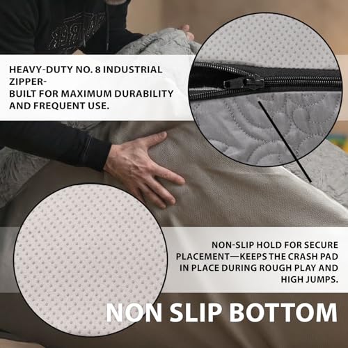Matini Home 60" X 60" - High-Density Foam Crash Pad with Cover Foam Blocks, Professional Gymnastics Equipment for Impact Support, Jumping and Lounging - Grey Pattern - color: Grey Pattern 60" X 60"