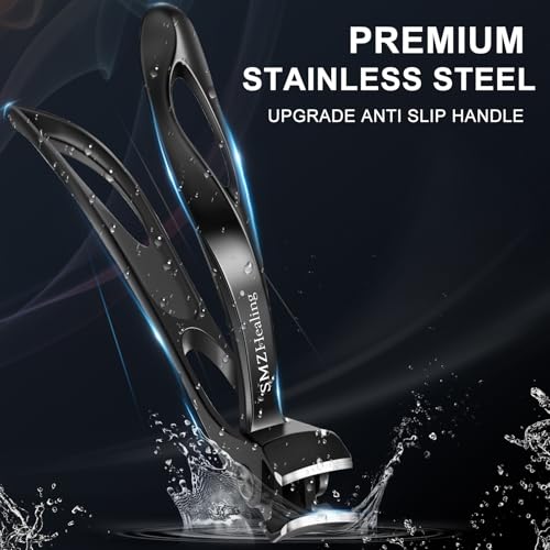 2026 Toenail Clippers for Seniors Thick Toenails | Angled Heavy Duty Large Toe Nail Clippers for Men and Very Sharp Slanted Curved Blade Toenail Clippers 4PCS Set - color: 4pcs Black & Sliver