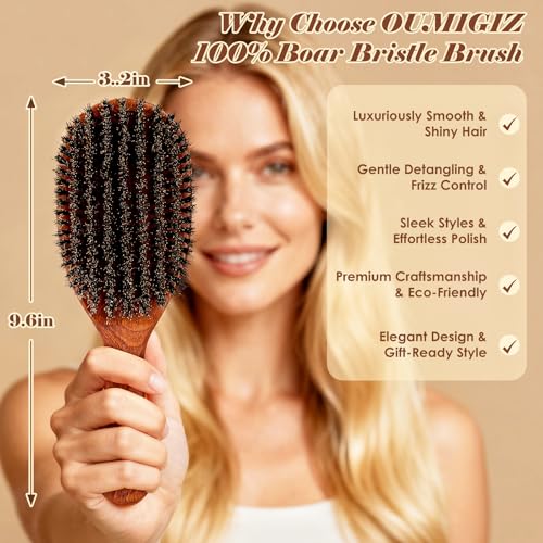Boar Bristle Hair Brush Set, Large and Mini, Since 1965 British Craftsmanship Handmade Natural Wooden, Pure Soft Bristles, Gentle Detangling for Women Men Kids, Thin Fine Hair, Smooth & Shine - size: Large and Small