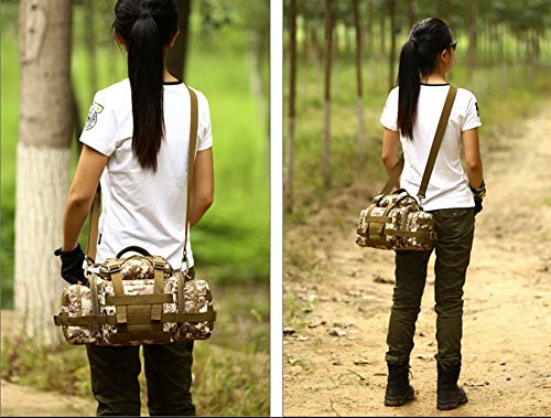Tactical Assault Gear Sling Pack Hiking Duffle Fanny Packs MOLLE Compact Utility Military Waist Range Bag Heavy Duty EDC Camera Shoulder Backpack (Desert camouflage) - color: Desert camouflage