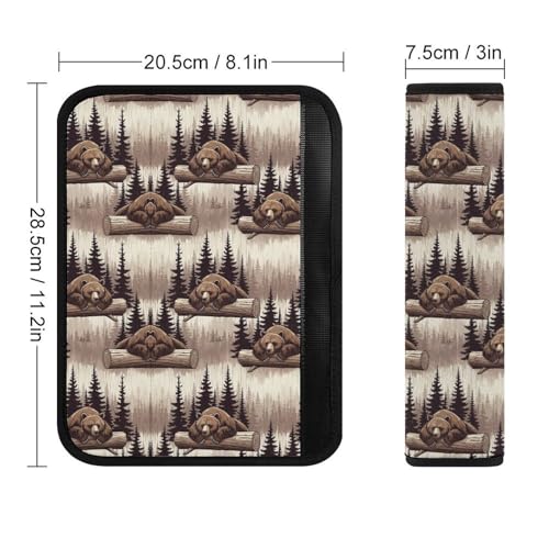 Universal Fit Seat Belt Cover for Adult Use, Stroller Pushchair High Chair, 2PCS Wild Animal Hunting Western Cabin Rustic Country Farmhouse Bear Harness Pads Strap Shock Absorption - color: Pattern 599