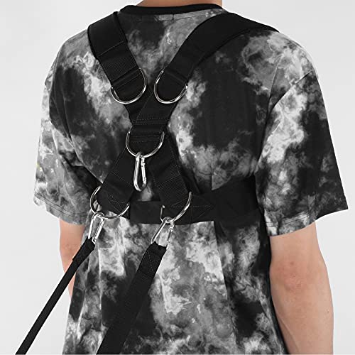 Weight Bearing Shoulder Strap, Nylon Resistances Strength Training Shoulder Bands Pulling Sled Harness Vest Bands with Pulling Strap for Football Workout - color: Black