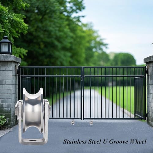 Stainless Steel U Groove Wheel Heavy Duty Pulley Smooth Rolling Door Wheels Sliding Gate Hardware High Weight Capacity Rollers Rolling Driveway Gate Bracket Rollers for Carts Furniture Machinery - size: 4pc 2inU
