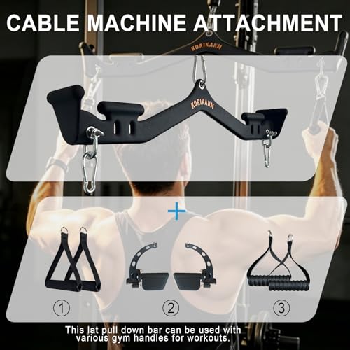 Multi-Grip LAT Pulldown Attachments, LAT Pull Down Bar, Cable Machine Attachment for Back Muscles Training, Tricep Strength Training Bars Gym Handles for Home Gym Fitness - color: KOR05