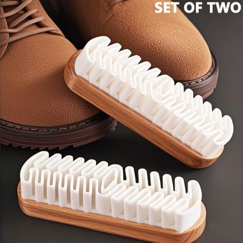 2-Piece Rubber Shoe Brush and Eraser Set, Multi-Purpose Cleaning Tool for Nubuck, Flocked and Matte Leather, Dust-Absorbing Design