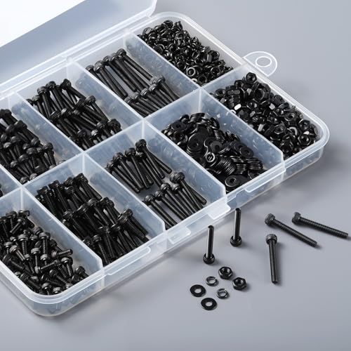 VGBUY 1001Pcs M2.5 Screws Kit,Black M2.5 Screws (7 Sizes 4-20mm),Hex Socket Head Cap Small Metric Bolts Nuts Assortment,12.9 Grade Alloy Steel,Black Oxide, 4/6/8/10/12/16/20mm - size: M2.5x4/6/8/10/12/16/20mm, style: Socket Head