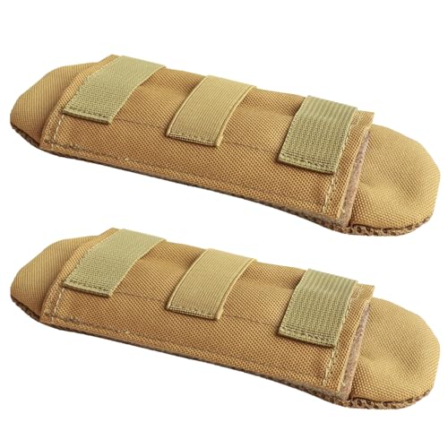 Shoulder Strap Pad for Optimal Weight Distribution, Plate Carrier Shoulder Pads with Velcro, Backpack Strap Pads, Shoulder Strap Cushion for Tactical and Weighted Vests, Body Armor, Waist Belts - color: Khaki
