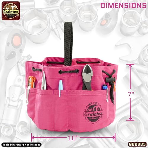 Graintex 18 Pockets Grab Bag Rip-stop Canvas Drawstring Closure, Small Part Organizer Pouch, Small Tools, Screws, Parts, Parachute Tool Bag for Efficient Storage - Pink - color: Pink