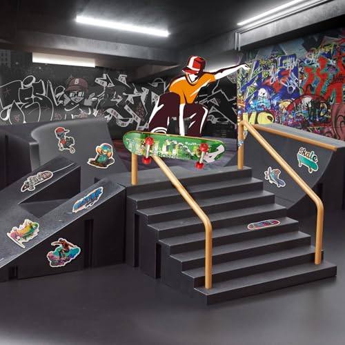 Finger Skateboard Ramps Sets DIY Assembly Mini Finger Skateboard 14 Pieces Fingerboard Skatepark for Kids Children Training Props Fingerboard Park