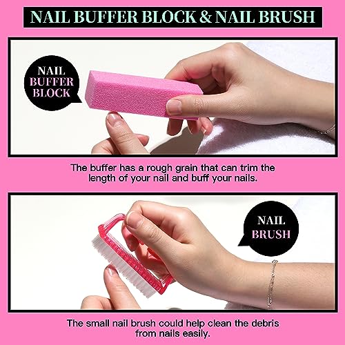 FANDAMEI Nail Care Kit, Nail Files 100/180, Nail Buffer Block, Cuticle Nippers, Cuticle Trimmer, Cuticle Pusher, Nail Tools, Nail Kit, Pedicure & Manicure Tools, Nail Prep Kit, Manicure Kit for Women - color: C-pink
