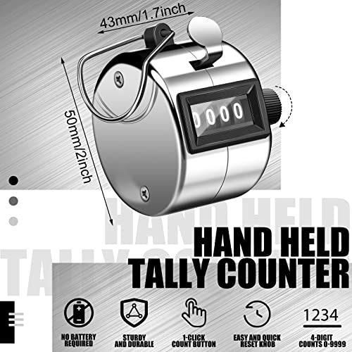 Kingdder 25 Pcs Hand Held Tally Counter 4 Digit Mechanical Palm Click Counter Handheld Tally Number Clicker for Counting Numbers Golf Sports Events Office Stadium - color: Silver
