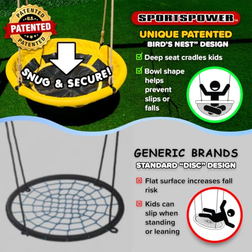 Sportspower Swing Climb and Glide Metal Swing Set 6 in 1: Heavy-Duty A-Frame, Belt Swing, Glider, Saucer, Climbing & Net Ladders (Green)