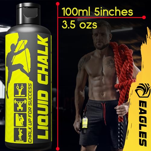 EAGLES Pro Grade Gym Liquid Chalk 60, 120 or 280ml Mess-Free Chalk for Weightlifting, Gymnastics Rock Climbing, Pole Grip, Sports Dries in Seconds - Sweat-Resistant and Long Lasting - style: 120ml