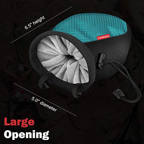 Moko Rock Climbing Chalk Bag, Bouldering Chalk Pot Bucket with Adjustable Belt & Carabiner Drawstring Climbing Gear - color: Light Blue & Black, style: Cylinder