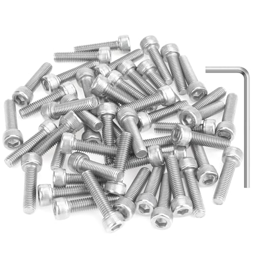HELIFOUNER 50 Pieces M5 x 20mm, Thread Pitch 0.8mm, 304 Stainless Steel (18-8) Hex Socket Head Cap Screws, Fully Threaded - size: M5 x 20mm