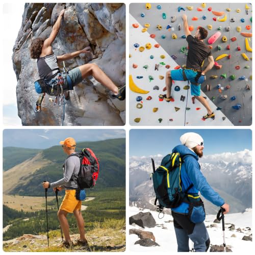 2 Pcs Large Capacity Rock Climbing Chalk Bags with Drawstring Closure and Hard Brim, Polyester Chalk Containers for Outdoor Sports and Rock Climbing