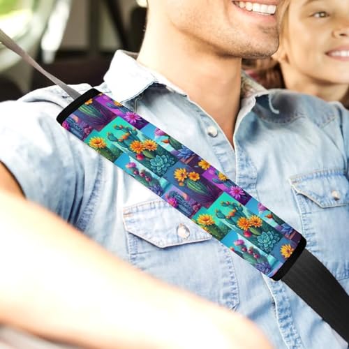 Universal Fit Seat Belt Shoulder Pad for Kids, Car Seats Pushchair Strollers High Chair Pushchair, 1 Pair Cactus Flower Botanical Plant Automotive Seat Belt Protector - color: Pattern 603