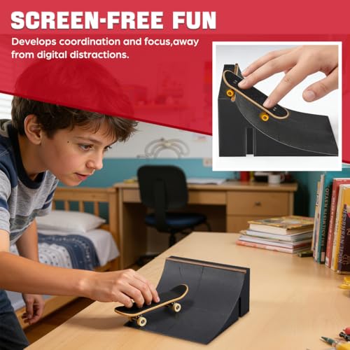 Fingerboard Park Kit Mini Finger Skateboard Ramp Obstacle Fingerboard Obstacle for Kids Skateboard Park Kit for Coordination Family Play 5.51 X 5.51 X 2.75 in