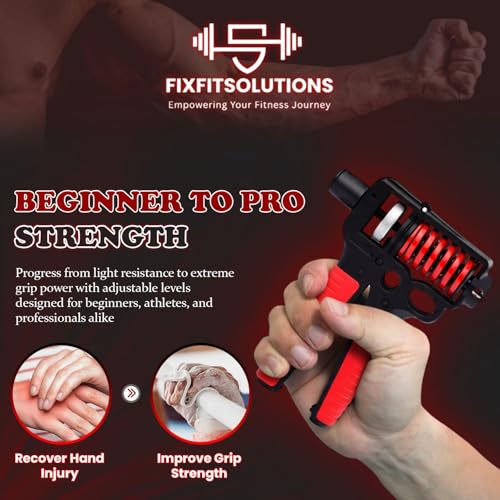Adjustable 10–400 lb Grip Strength Trainer (Premium Adjustable Grip Strengthener for Forearm Training) Alloy Frame, Titanium-Plated Steel, TPR Non-Slip Handles | Color Red