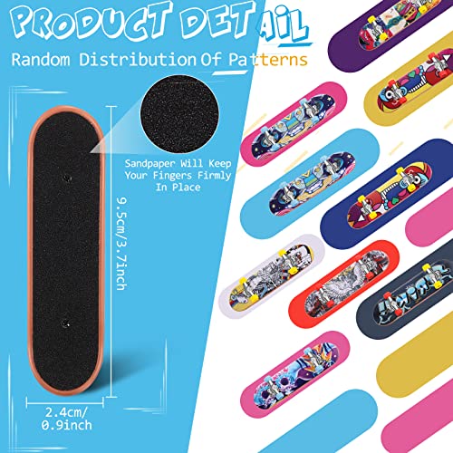 Civaner 10 Pack DIY Kids Finger Skateboard Set with Box and Replacement Accessories Mini Collectible Fingerboard Toy Kit School Gifts for Kids Children Fingers Skater(Graphic)