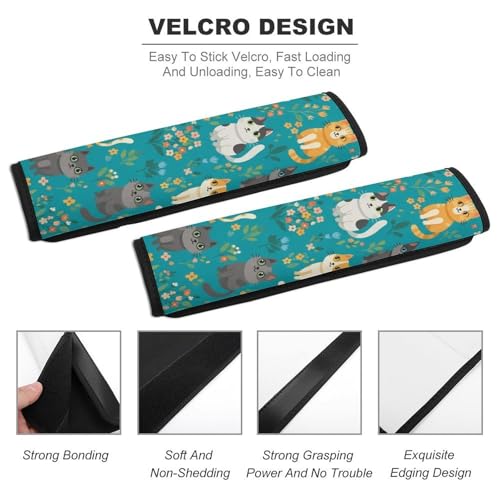 Universal Soft and Comfortable Colorful Cats Cherry Seat Belt Shoulder Pad for Kids, Most Cars, 1 Pair Seat Belt Covers Cushion Anti-Slip Pad - color: Pattern 217