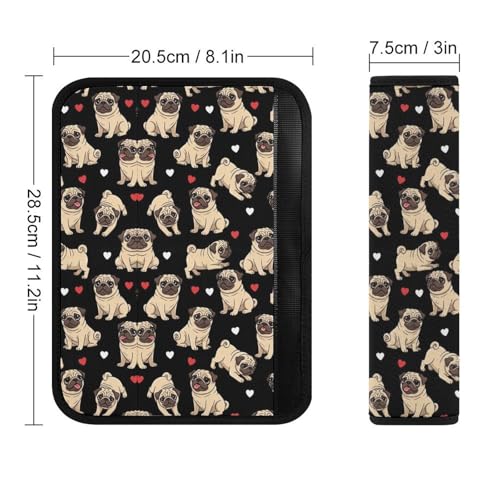 Breathable Car Seat Belt Pad for Girls and Boys, Stroller Pushchair High Chair, 2PCS Black Pug Dog Shoulder Harness Cover Easy Install (No Tool) - color: Pattern 206
